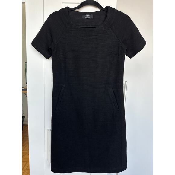 BRASS Clothing Women's Dress The A Line Black Short Sleeve Ponte Knit Pockets XS - Picture 1 of 6
